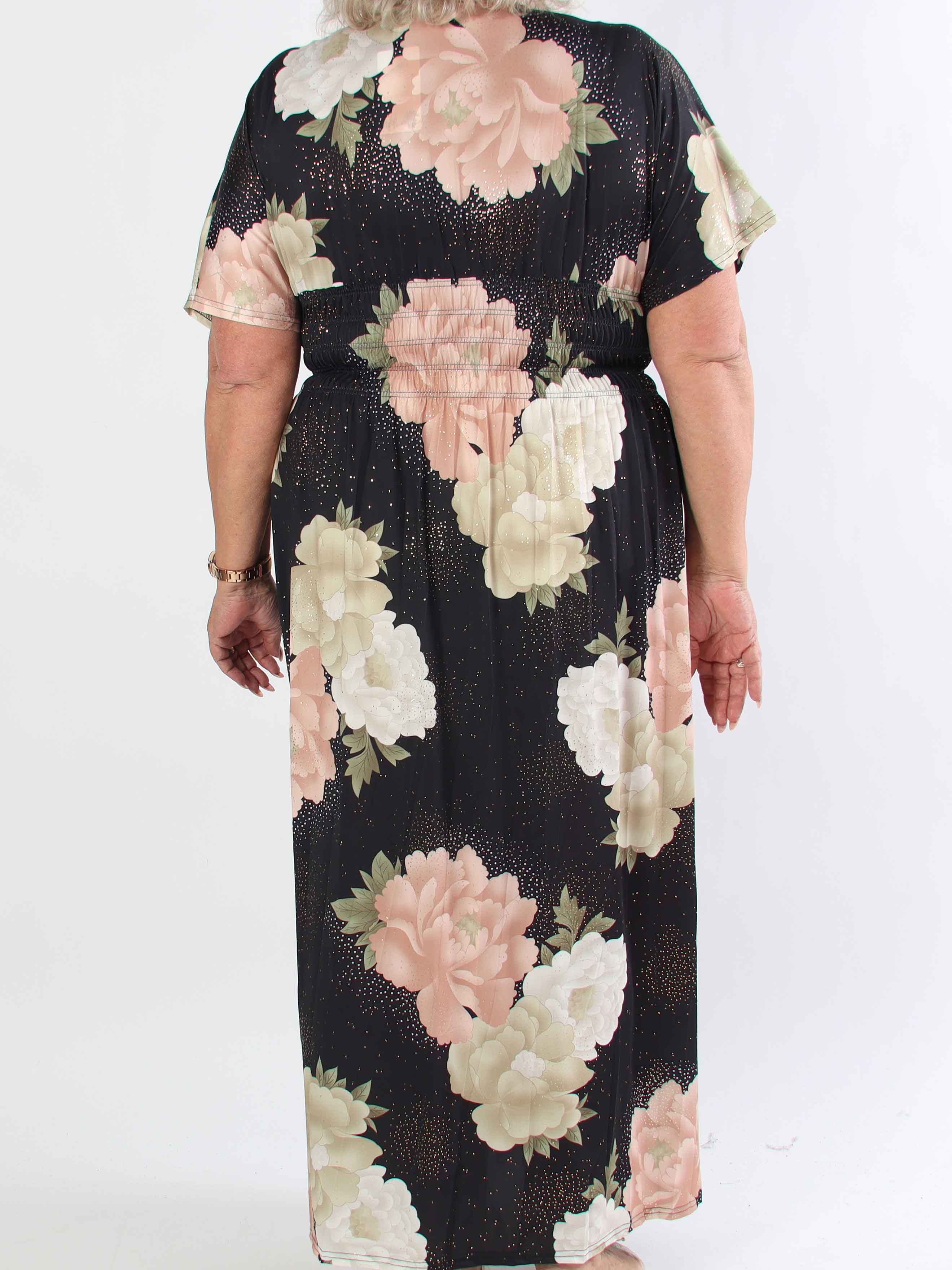 Pams Big Flower - Plus size elastisk kjole med blomster motiver